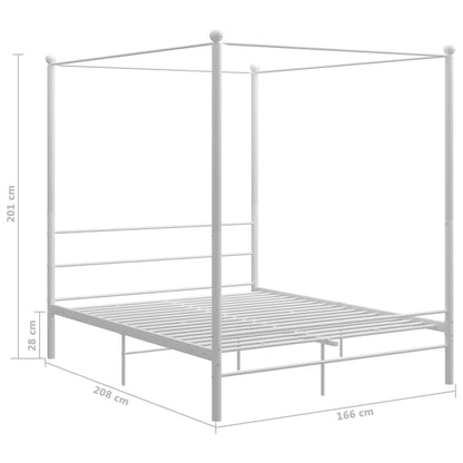 Canopy Bed Frame White Metal Queen Size