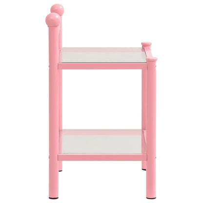 Bedside Cabinets 2 pcs Pink and Transparent Metal and Glass