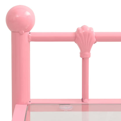 Bedside Cabinets 2 pcs Pink and Transparent Metal and Glass