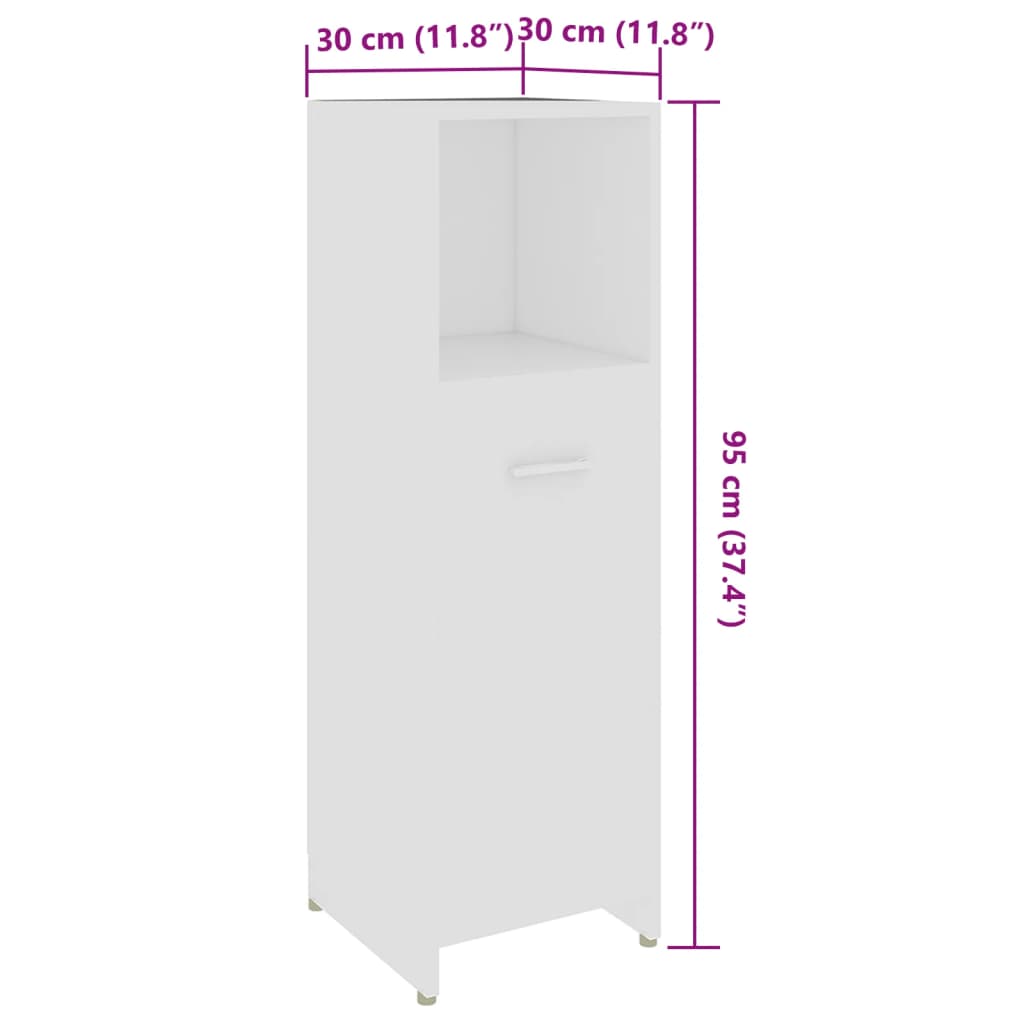 4 Piece Bathroom Furniture Set White Engineered Wood