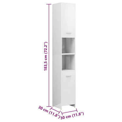 4 Piece Bathroom Furniture Set High Gloss White Engineered Wood