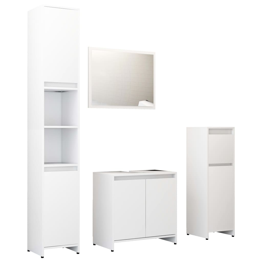 4 Piece Bathroom Furniture Set White Engineered Wood