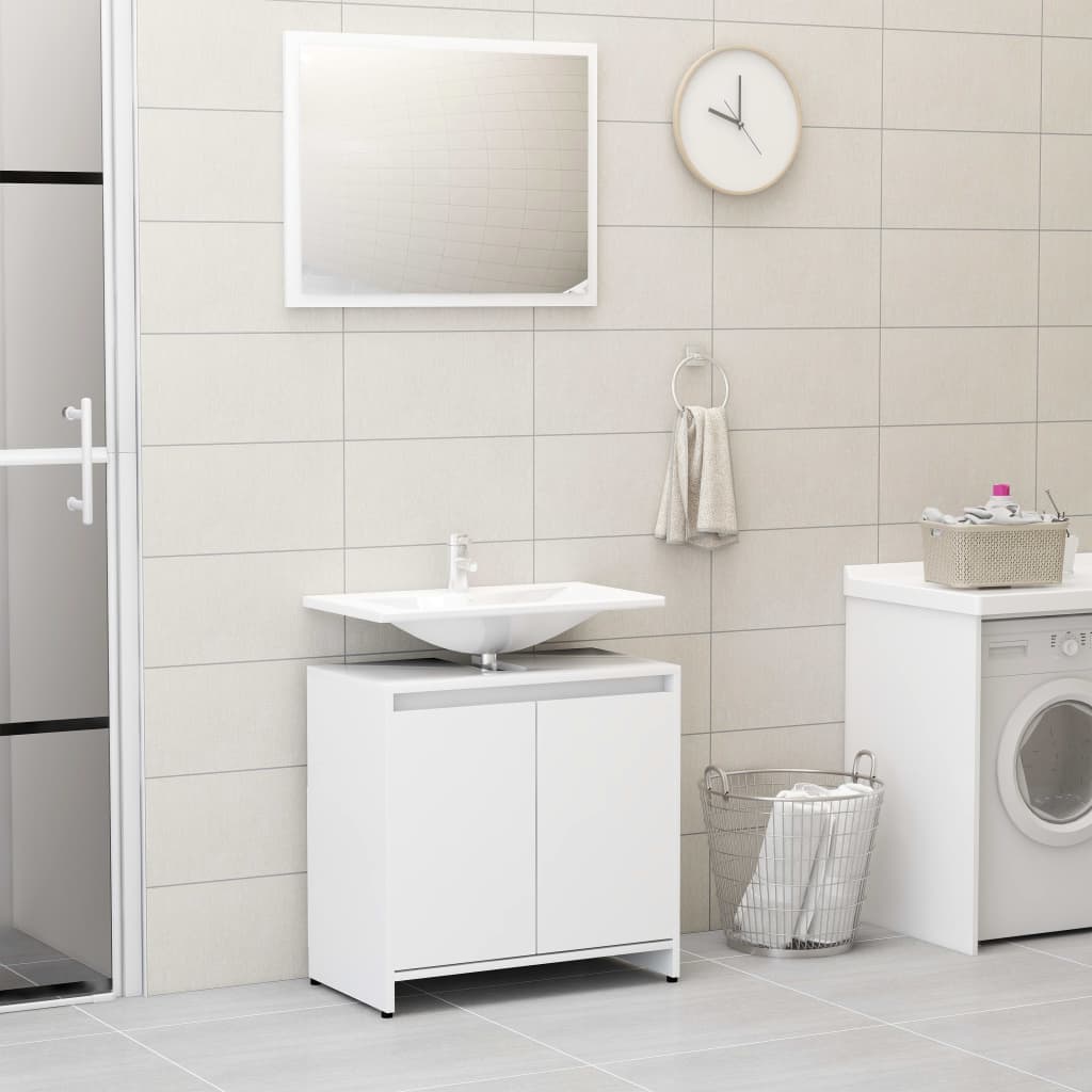 4 Piece Bathroom Furniture Set White Engineered Wood