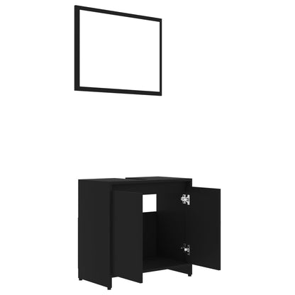 4 Piece Bathroom Furniture Set Black Engineered Wood