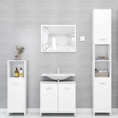 3 Piece Bathroom Furniture Set White Engineered Wood