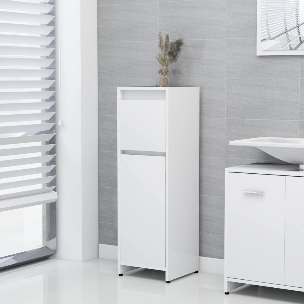 3 Piece Bathroom Furniture Set White Engineered Wood