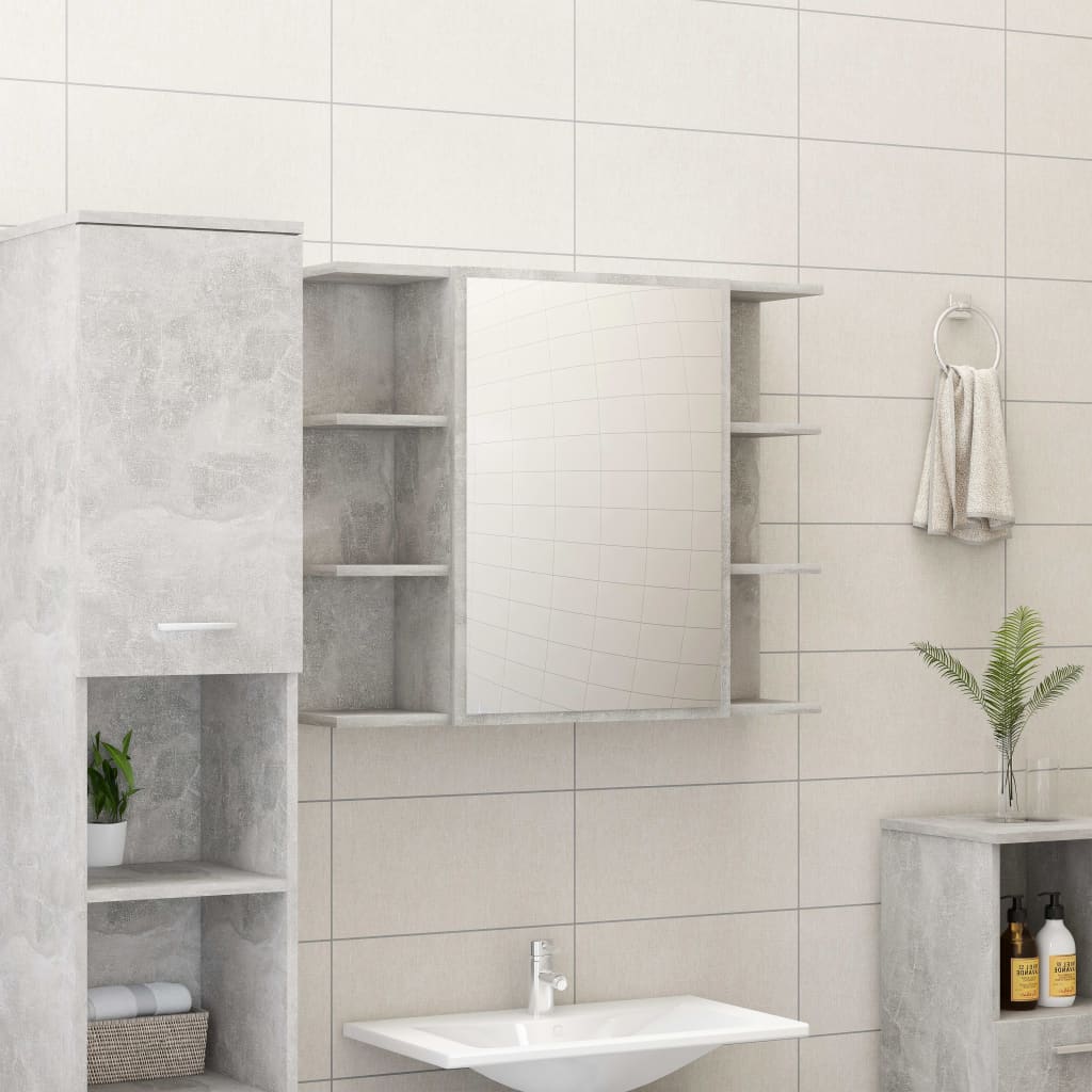 3 Piece Bathroom Furniture Set Concrete Grey Engineered Wood