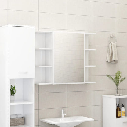 3 Piece Bathroom Furniture Set High Gloss White Engineered Wood