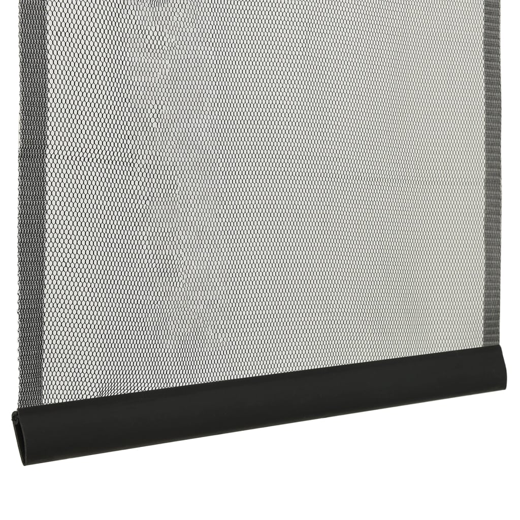 Insect Door Screen with 10-Piece Mesh Curtain Black 240x240 cm