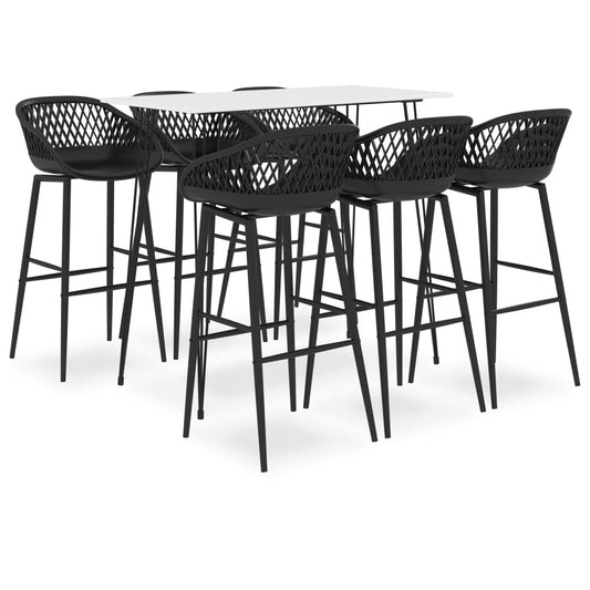 7 Piece Bar Set White and Black