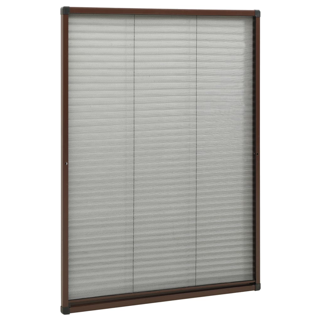 Plisse Insect Screen for Windows Aluminium Brown 80x120 cm