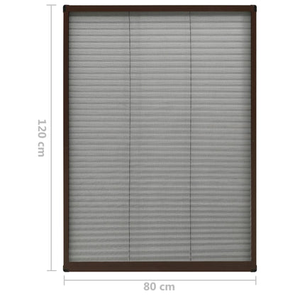 Plisse Insect Screen for Windows Aluminium Brown 80x120 cm