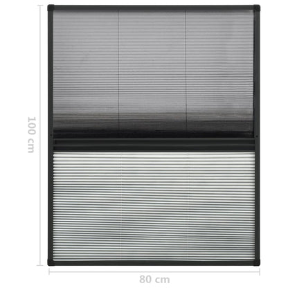 Plisse Insect Screen for Windows Aluminium 80x100cm with Shade