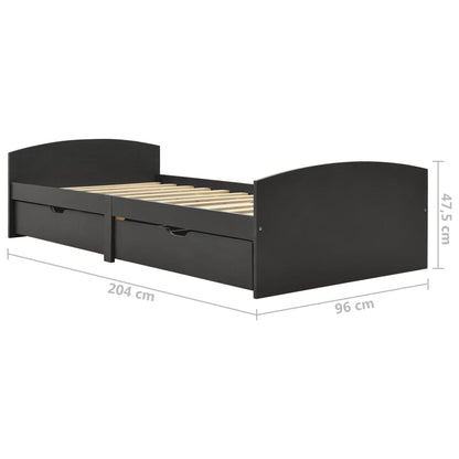 Bed Frame with 2 Drawers without Mattress Grey 90x200 cm