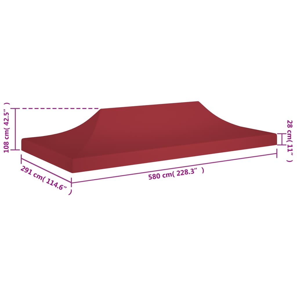 Party Tent Roof 6x3 m Burgundy 270 g/m²