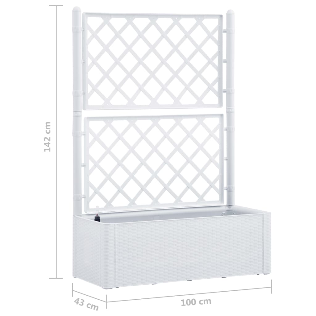 Garden Raised Bed with Trellis and Self Watering System White