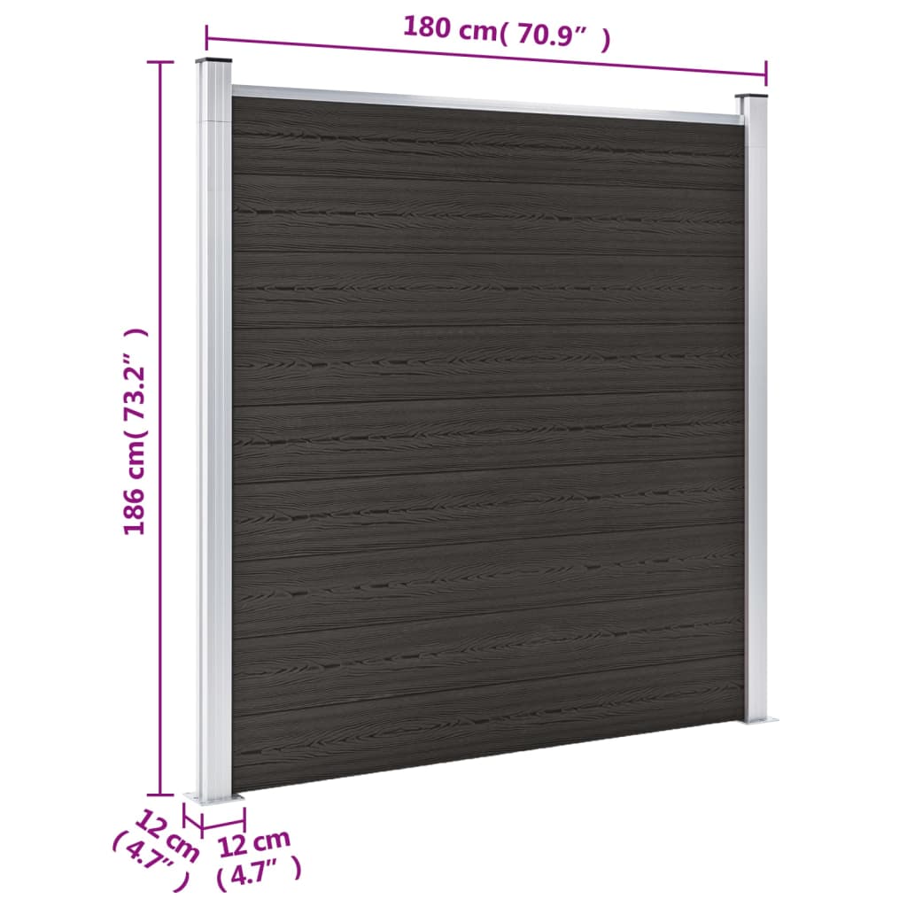 Fence Panel WPC 180x186 cm Black