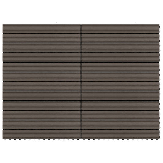 Decking Tiles 6 pcs WPC 60x30 cm 1.08 m² Dark Brown