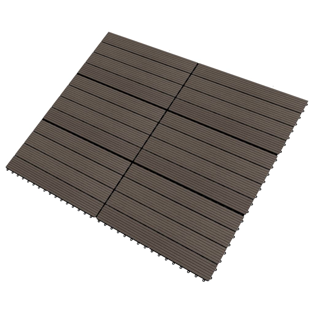 Decking Tiles 6 pcs WPC 60x30 cm 1.08 m² Dark Brown