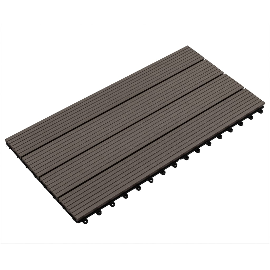 Decking Tiles 6 pcs WPC 60x30 cm 1.08 m² Dark Brown