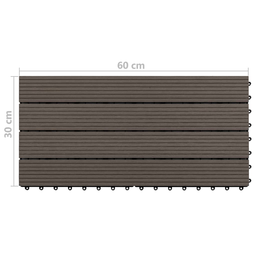 Decking Tiles 6 pcs WPC 60x30 cm 1.08 m² Dark Brown