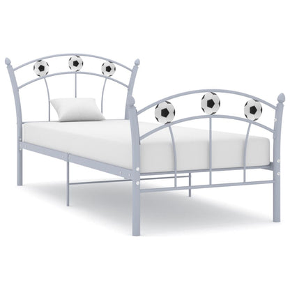 Bed Frame with Football Design Grey Metal 90x200 cm