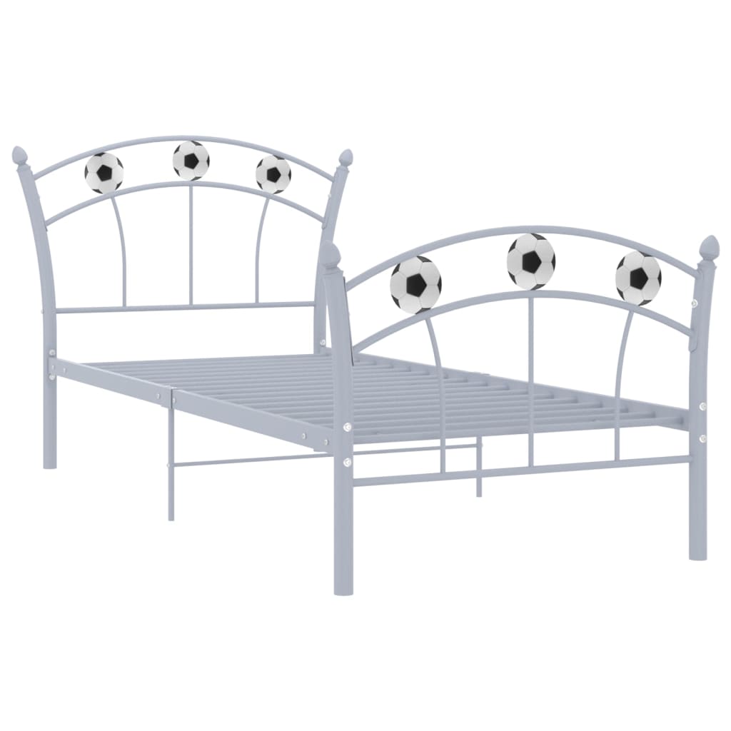 Bed Frame with Football Design Grey Metal 90x200 cm