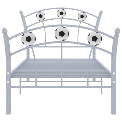 Bed Frame with Football Design Grey Metal 90x200 cm