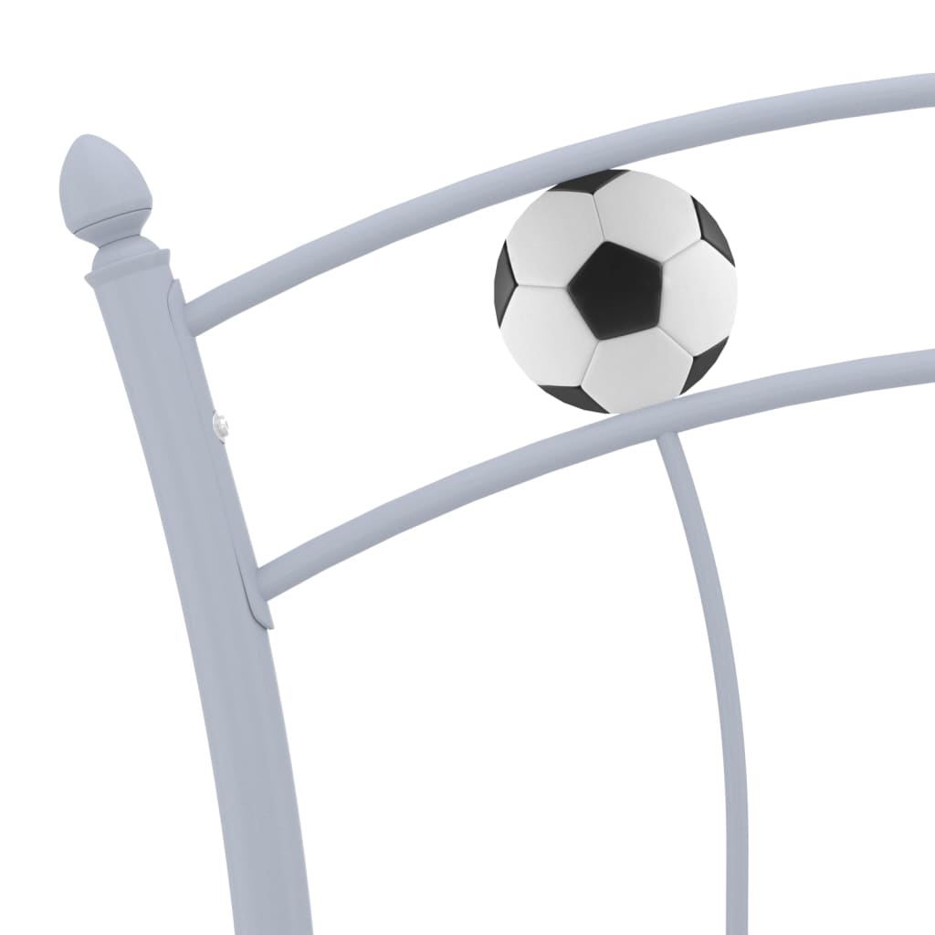 Bed Frame with Football Design Grey Metal 90x200 cm