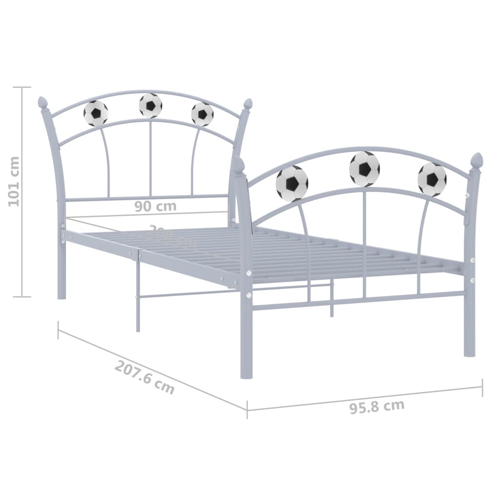 Bed Frame with Football Design Grey Metal 90x200 cm