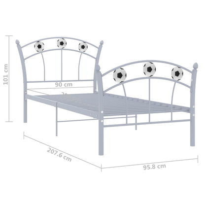 Bed Frame with Football Design Grey Metal 90x200 cm