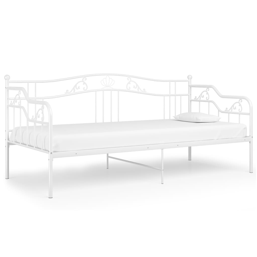 Sofa Bed Frame White Metal 90x200 cm