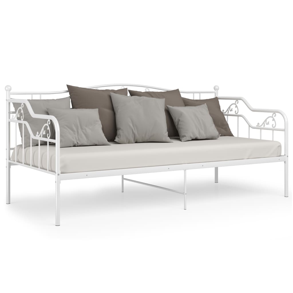 Sofa Bed Frame White Metal 90x200 cm