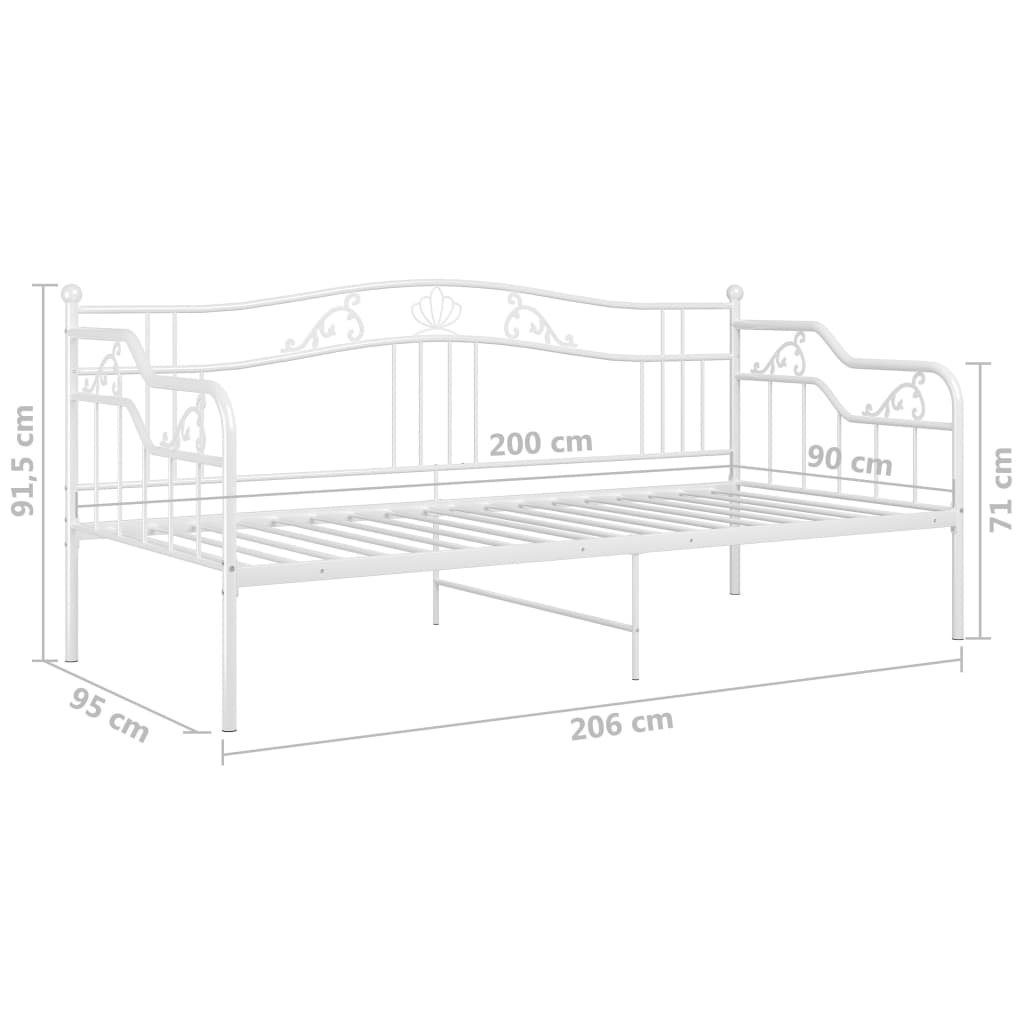 Sofa Bed Frame White Metal 90x200 cm