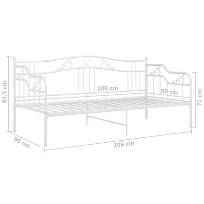 Sofa Bed Frame White Metal 90x200 cm