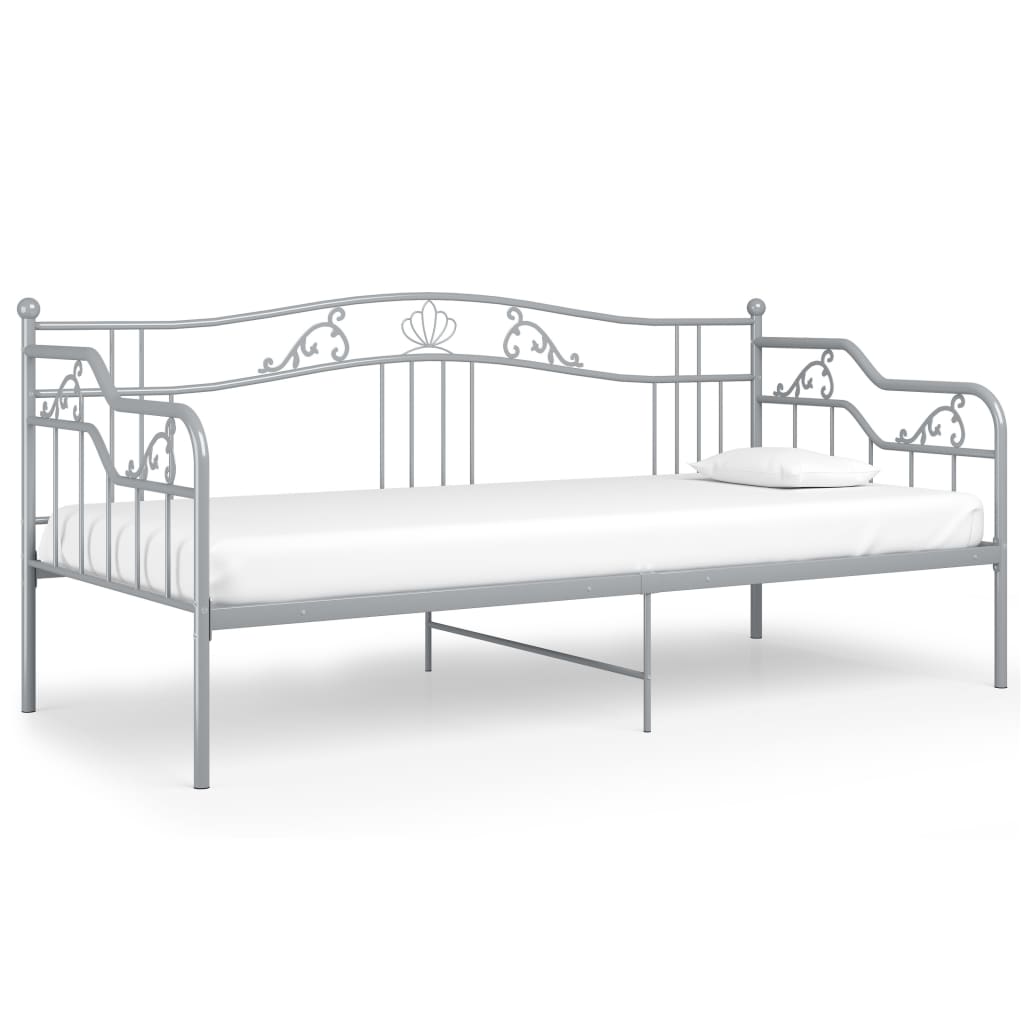 Sofa Bed Frame without Mattress Grey Metal 90x200 cm