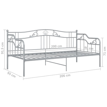 Sofa Bed Frame without Mattress Grey Metal 90x200 cm