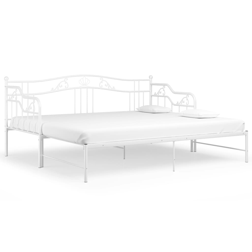 Pull-out Sofa Bed Frame without Mattress White Metal 90x200 cm