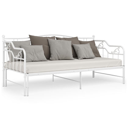 Pull-out Sofa Bed Frame without Mattress White Metal 90x200 cm