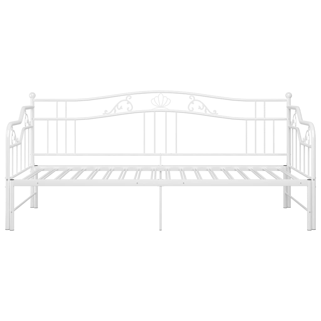 Pull-out Sofa Bed Frame without Mattress White Metal 90x200 cm