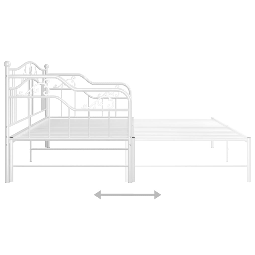 Pull-out Sofa Bed Frame without Mattress White Metal 90x200 cm