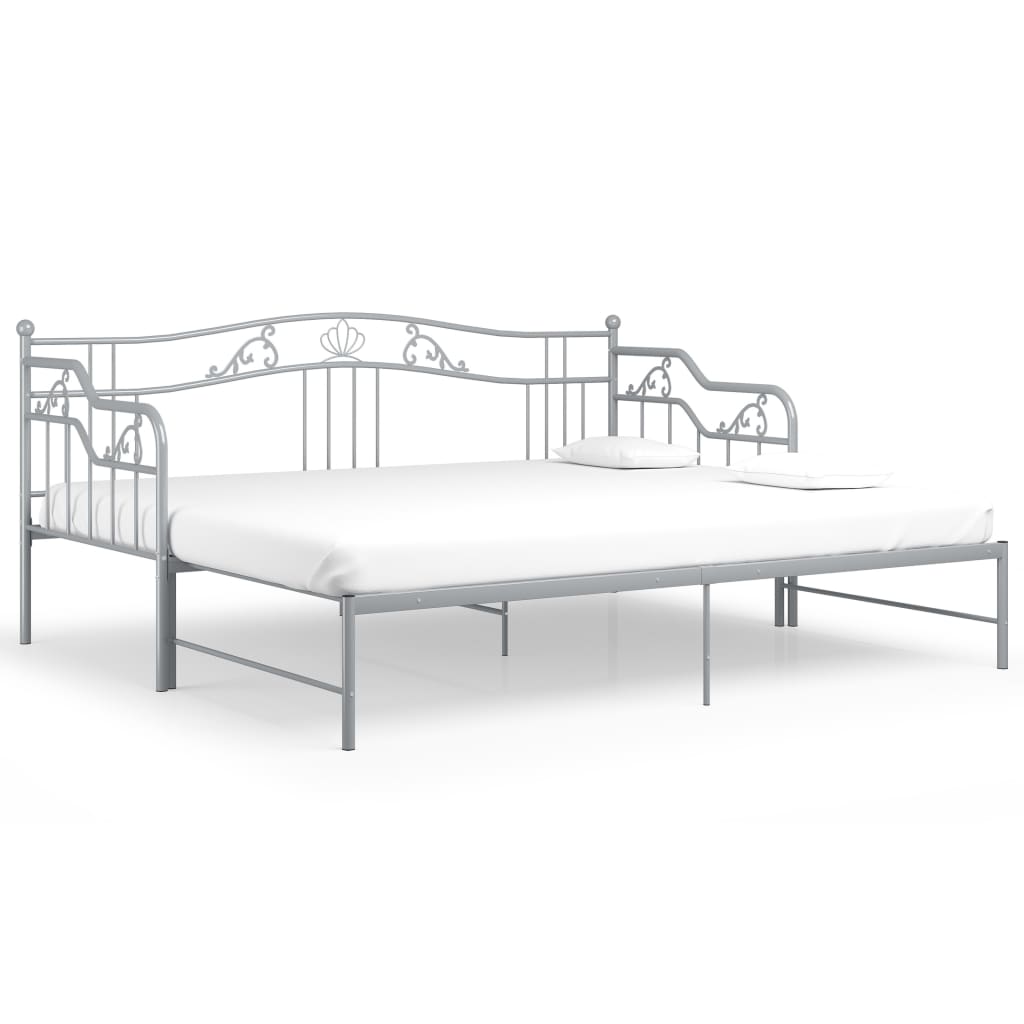 Pull-out Sofa Bed Frame without Mattress Grey Metal 90x200 cm