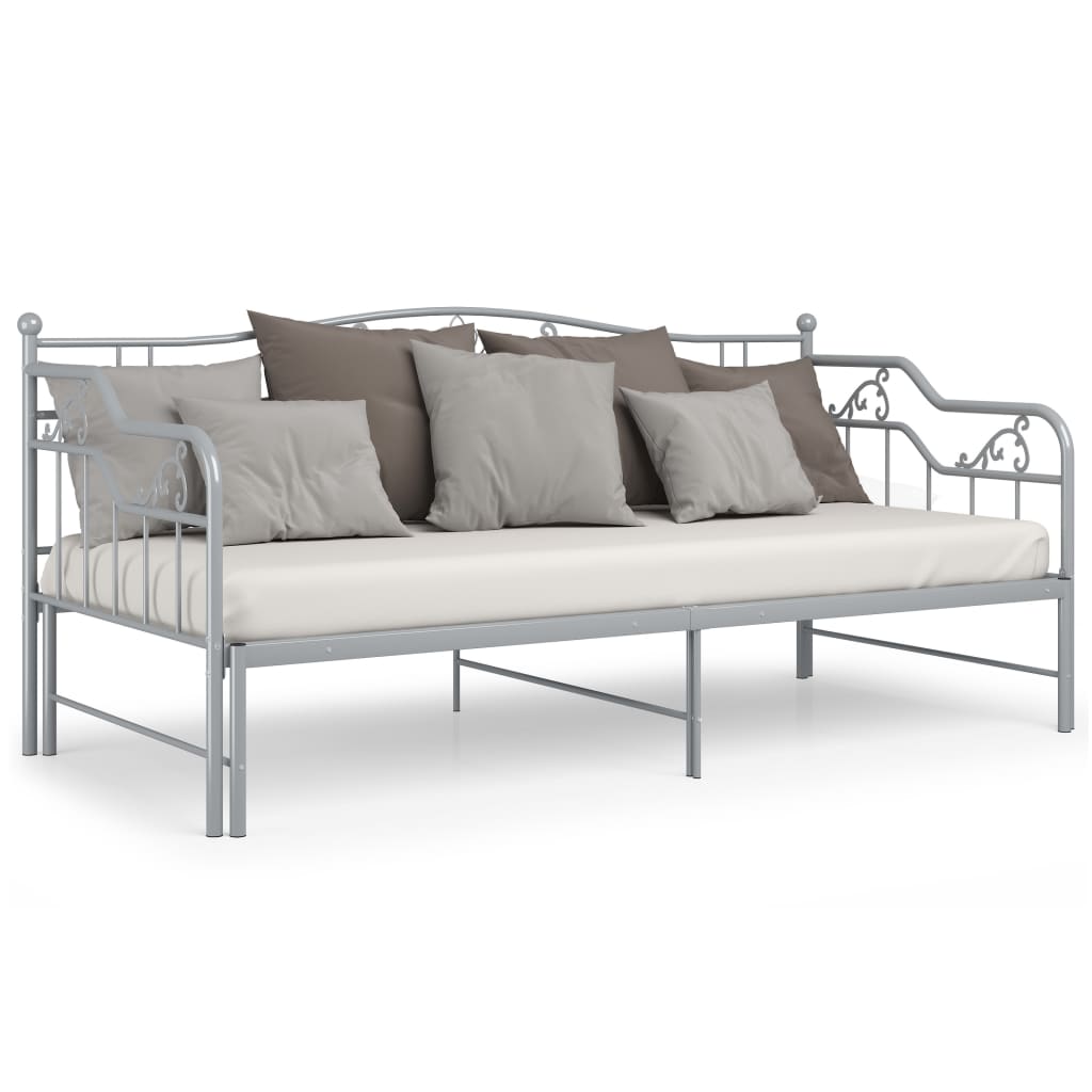 Pull-out Sofa Bed Frame without Mattress Grey Metal 90x200 cm