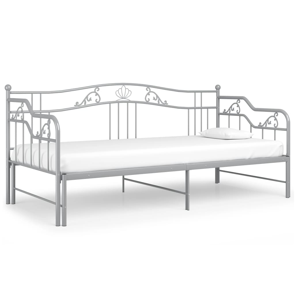 Pull-out Sofa Bed Frame without Mattress Grey Metal 90x200 cm