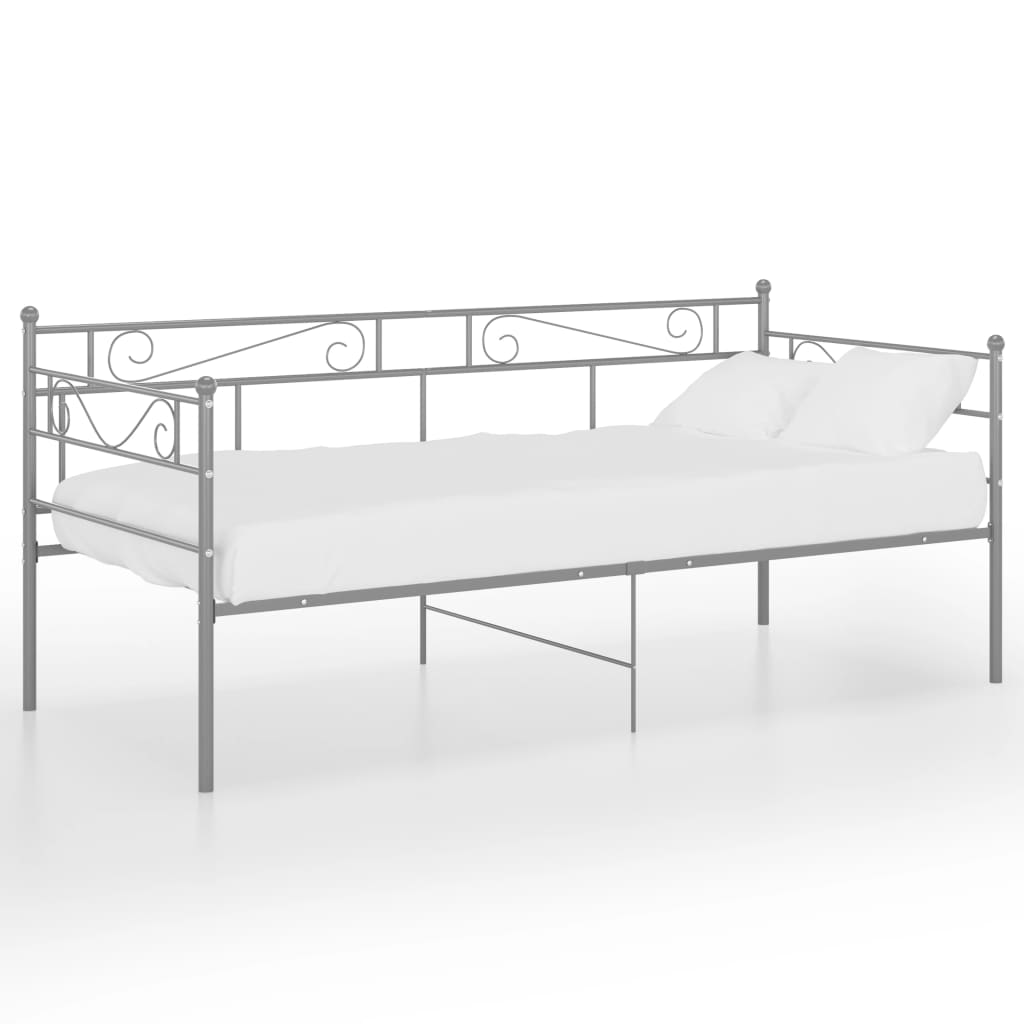 Sofa Bed Frame without Mattress Grey Metal 90x200 cm