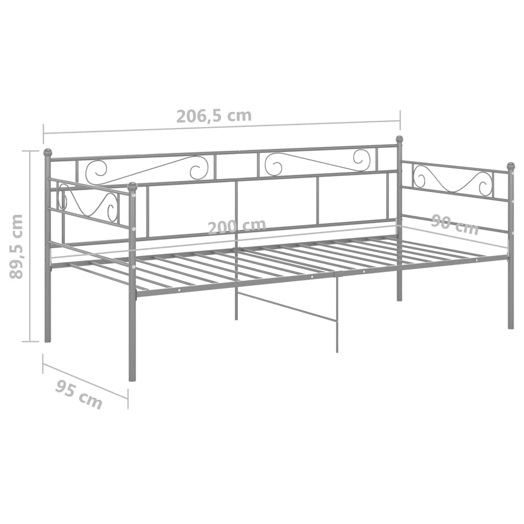 Sofa Bed Frame without Mattress Grey Metal 90x200 cm