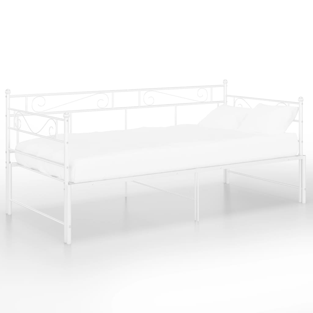 Pull-out Sofa Bed Frame without Mattress White Metal 90x200 cm