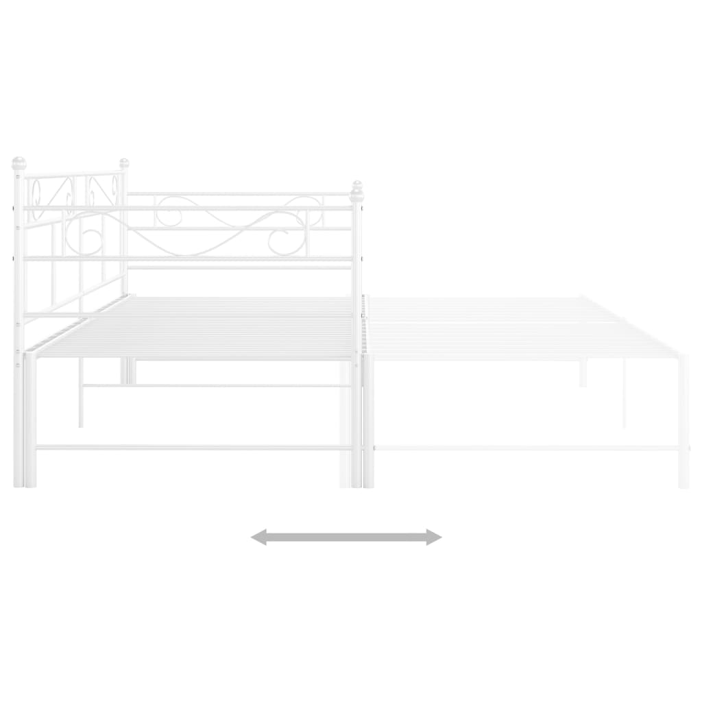 Pull-out Sofa Bed Frame without Mattress White Metal 90x200 cm