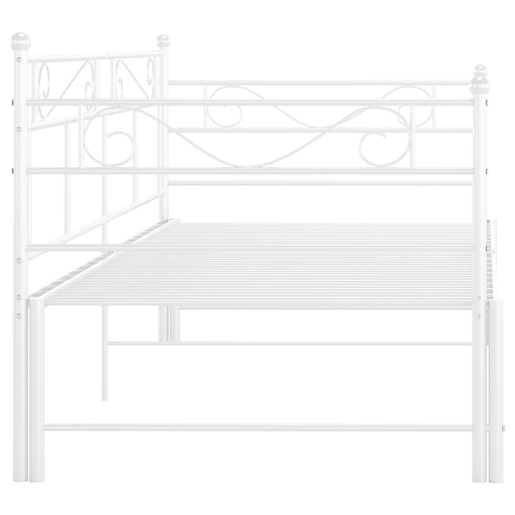 Pull-out Sofa Bed Frame without Mattress White Metal 90x200 cm