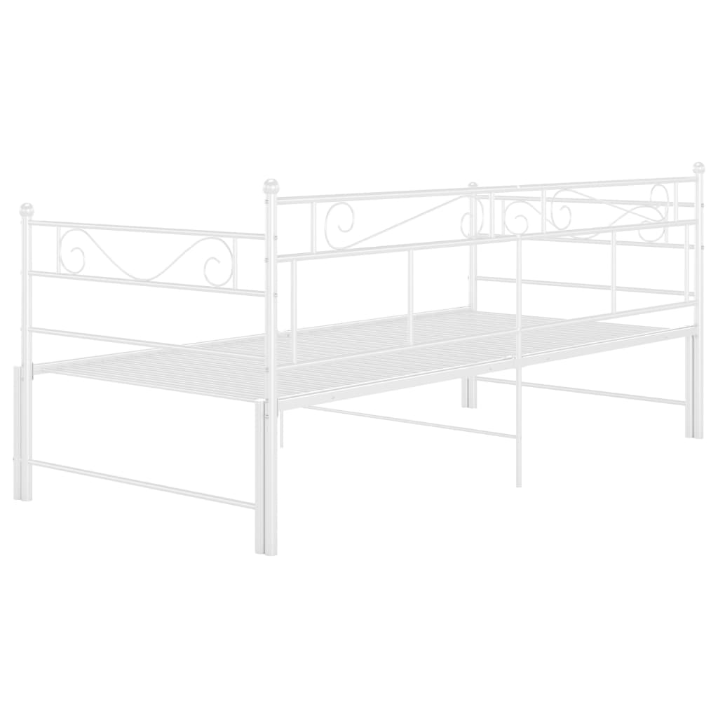 Pull-out Sofa Bed Frame without Mattress White Metal 90x200 cm